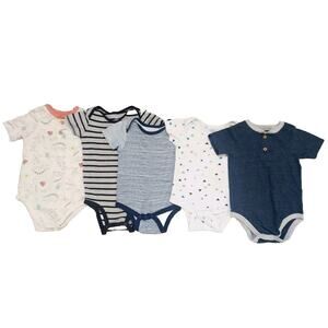 Toddler Boy Short-Sleeved Bodysuits. Pack of 5. Assorted Brands. 24 Months